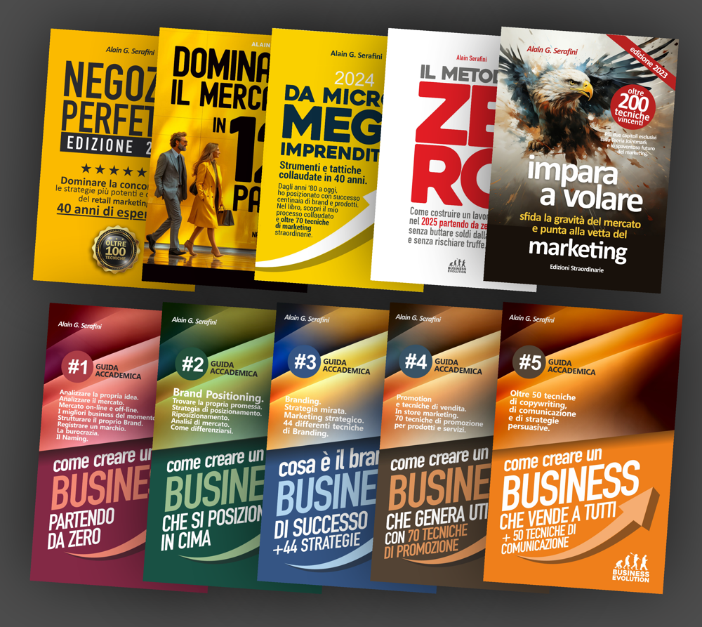 Collana completa dei libri di Alain Serafini su marketing, branding e posizionamento